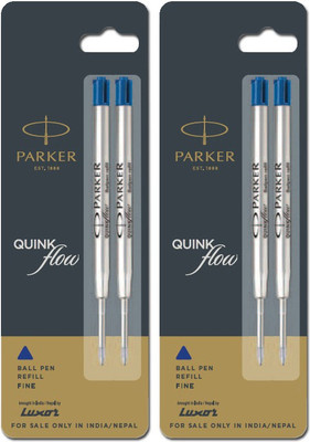 PARKER Quink Flow Ball Pen 4 Refills Ball Pen Refill(Pack of 2, Ink Color - Blue)