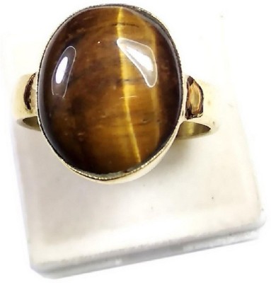 KUNDLI GEMS Tiger's eye Ring Natural Stone Original Stone Unheated & Untreated stone Certified Astrological Purpose for unisex Stone Quartz Gold Plated Ring