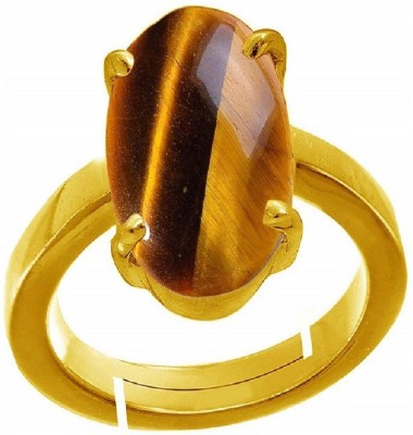 KUNDLI GEMS Tiger's eye Ring Natural Stone Original Stone Unheated & Untreated stone Certified Astrological Purpose for unisex Stone Quartz Gold Plated Ring