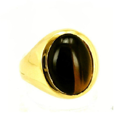 KUNDLI GEMS Tiger's eye Ring Natural Stone Original Stone Unheated & Untreated stone Certified Astrological Purpose for unisex Stone Quartz Gold Plated Ring