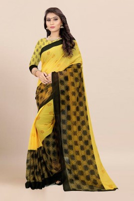 RUNAYA NX Printed Bollywood Georgette Saree(Yellow)