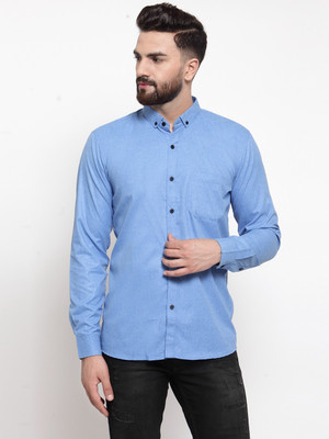 JAINISH Men Solid Casual Light Blue Shirt