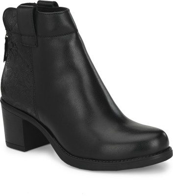 Delize Mid heel ankle Boots For Women(Black)