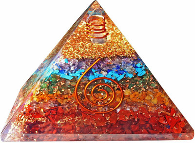 Swara Agate 7 Chakra Multicolor Crystal Pyramid for Positive Energy, Crystal, Copper Yantra(Pack of 1)
