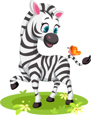 Stickerberry 60 cm Baby Zebra Wall Sticker for Kids Room 60 x 60 cm Self Adhesive Sticker(Pack of 1)