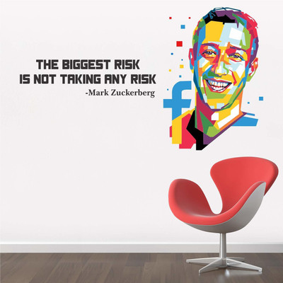 Stickerberry 56 cm Mark Zuckerberg-The Biggest Risk is Not Taking Motivational 100cm X 56 cm Self Adhesive Sticker(Pack of 1)