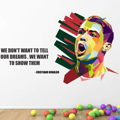 Stickerberry 100 cm Cristiano Ronaldo Football Sports inspiration Motivational Quotes 120x100 cm Self Adhesive Sticker(Pack of 1)