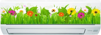 Delight Decor 23 cm Green Grass With Flowers AC Sticker Self Adhesive Sticker(Pack of 1)