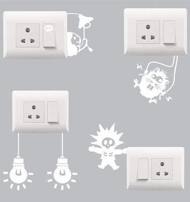 Divine studio 25 cm Funny Light Switch Board Sticker Set 4 Self Adhesive Sticker(Pack of 1)