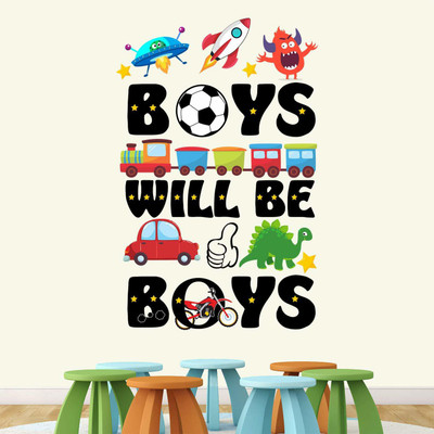 Stickerberry 70 cm Boys Will Be Boys wall sticker (PVC Vinyl - 50cm X 70 cm) Self Adhesive Sticker(Pack of 1)