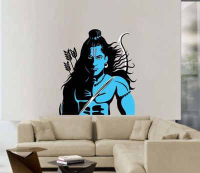 Stickerberry 60 cm Lord Ram-Blue-Black-God-Hindu-Warrior Wall Sticker '(PVC Vinyl - 60cm X 60 cm) Self Adhesive Sticker(Pack of 1)