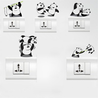 fuzzy 80 cm Panda Self Adhesive Sticker(Pack of 5)