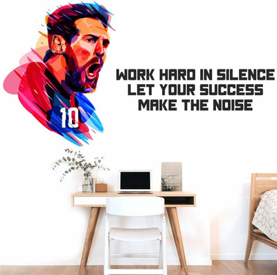 Stickerberry 55 cm Lionel Messi-Let Your Success Make The Noise Motivationa 100cm X 55 cm Self Adhesive Sticker(Pack of 1)