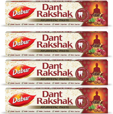 Dabur Dant Rakshak Paste | Contains the goodness of 32 Ayurvedic Herbs for Germ Kill & Longevity of Teeth & Gums - 175 g (Pack of 4) Toothpaste  (700 g, Pack of 4)