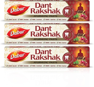 Dabur Dant Rakshak Paste | Contains the goodness of 32 Ayurvedic Herbs for Germ Kill & Longevity of Teeth & Gums - 175 g (Pack of 3) Toothpaste(525 g, Pack of 3)