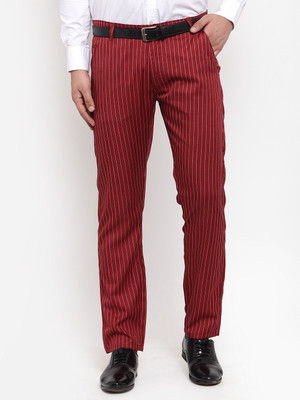 JAINISH Regular Fit Men Maroon Trousers