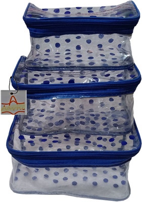 Aavni Set of 3 polka dot vanity storage case special Vanity Box(Blue)