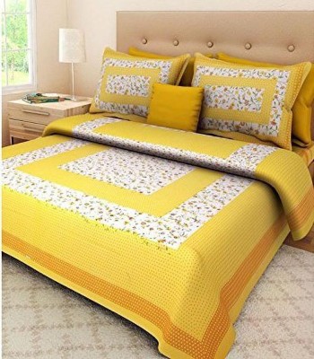 GN INDUSTRIES 150 TC Cotton King Printed Flat Bedsheet(Pack of 1, Yellow)