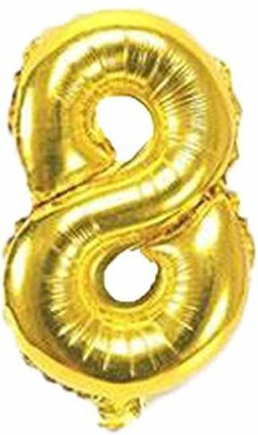 BanteyBanatey Solid Number 8 Letter Balloon(Gold, Pack of 1)