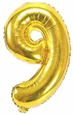 BanteyBanatey Solid Number 9 Letter Balloon(Gold, Pack of 1)