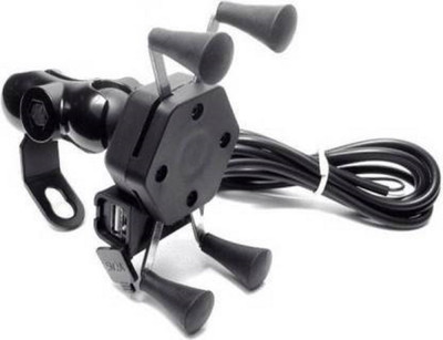 WHEETOYKART X-Grip Bike Mobile Charger & Phone Holder (5V-2A Black) - Bike Mobile Holder(Black)
