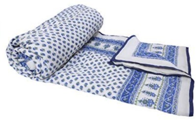 AMZ Printed Single Quilt for  AC Room(Cotton, White)
