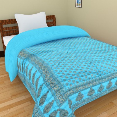 AMZ Printed Single Quilt for  Heavy Winter(Cotton, Sky Blue)