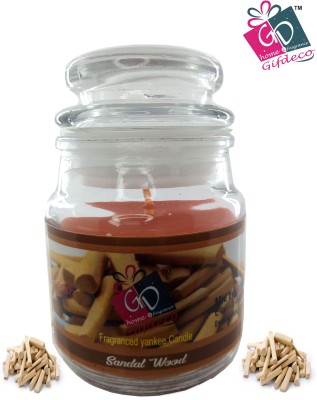 GIFDECO Highly Fragrance Sandal Wood Jar Candle (Brown, Pack of 1) Candle(Brown, Pack of 1)