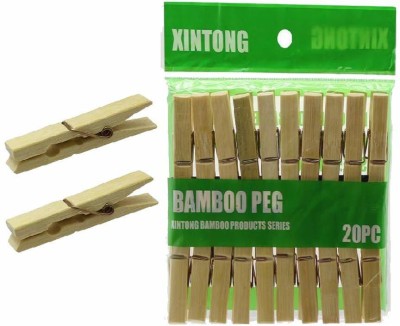 Uniqon Heavy Duty Medium Wood Clothes Clip(Set of 20, Beige)