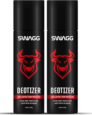 SWAGG Deotizer (Deodrant & Sanitizer), all day fresh Body Spray, long lasting deodorant for men and women, fragrance - Aqua perfume - 300ml (150ml+150ml) Body Spray  -  For Men & Women  (300 ml, Pack of 2)