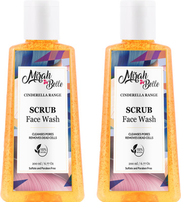 Mirah Belle Neroli Exfoliating  (200 ml) - Pack of 2 - For Dead Skin Removal, Blackheads, Clogged Pores. Makes Skin Soft, Smooth & Clear. Anti - Pollution. Vegan, Natural, SLS, Sulfate, Paraben, GMO-Free Face Wash(400 ml)