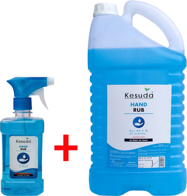 KESUDA hand rub liquid sanitizer ((5000 +500ml) with spray Hand Rub Pump + Refill(2 x 2.75 L)