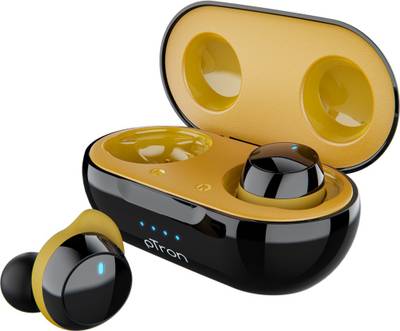 PTron Bassbuds Evo Bluetooth Headset  (Black, Yellow, True Wireless)