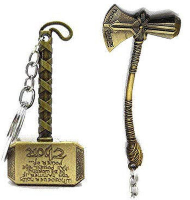 gtrp Avengers Infinity War Thor axe Hammer Stormbreaker Alloy Antique gold Colour Keychain Key Chain