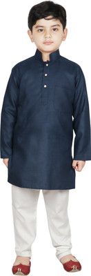 SG YUVRAJ Boys Festive & Party Kurta and Pyjama Set(Dark Blue Pack of 1)