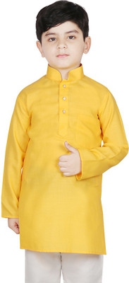SG Boys Solid Straight Kurta(Yellow)