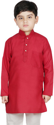 SG Boys Solid Straight Kurta(Maroon)