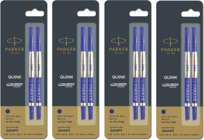 PARKER Ultra Fine Navigator Roller Ball Pen 8 Refills Black Refill(Pack of 4, Blue)