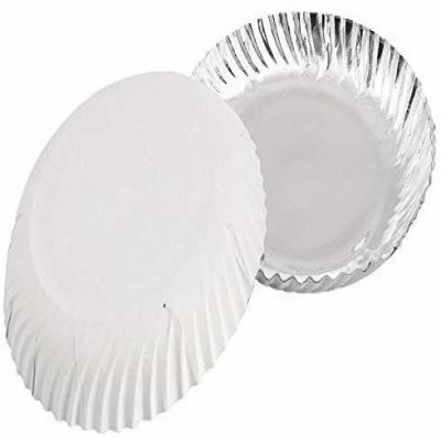 APS Enterprise disposable Serving Paper Plates Party Paper Plates Silver Coated 11 inch - 100Pcs. Dinner Plate(Pack of 100, Microwave Safe)