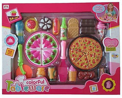 Shivdra traders Colorful Tableware Yummy Pizza Role Play Toy Set for Kids