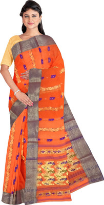 Pradip Fabrics Woven Tant Cotton Blend Saree(Orange)