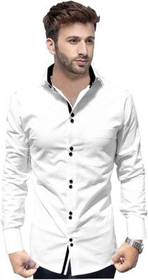 Life Roads Men Solid Casual White Shirt