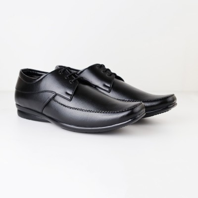 HIKBI Leather Formal Shoes Lace Up / Derby For Men's Best For Office Wear Lace Up For Men(Black)
