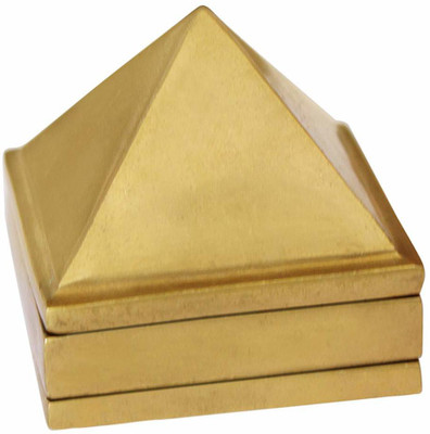 Shubhanjali Healing 3 Layered Brass Yantra Pyramid for Healing, Aura Cleaning Brass Multi Layer Vastu Correction 91 Pyramid Elegant Multilayred Decorative Showpiece  -  5 cm(Stone, Gold)