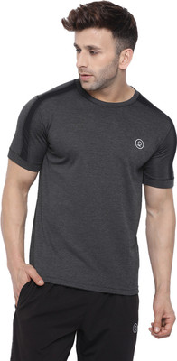 CHKOKKO Colorblock Men Round Neck Grey T-Shirt