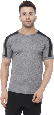 CHKOKKO Colorblock Men Round Neck Grey T-Shirt