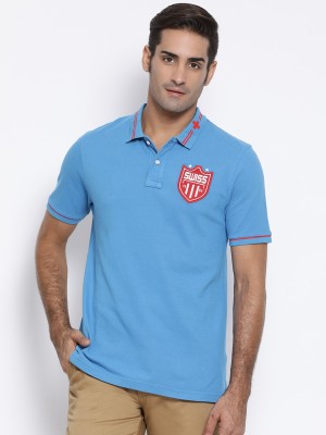 SWISS MILITARY Solid Men Polo Neck Dark Blue T-Shirt