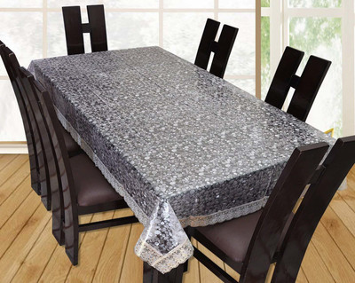 ZITIN Self Design 6 Seater Table Cover(transparent, PVC)