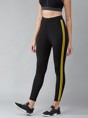 BLINKIN Striped Women Black, Yellow Tights