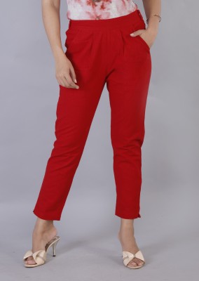 Siara Regular Fit Women Red Trousers